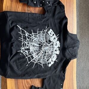 Black Hoodie with White Spider Web Design